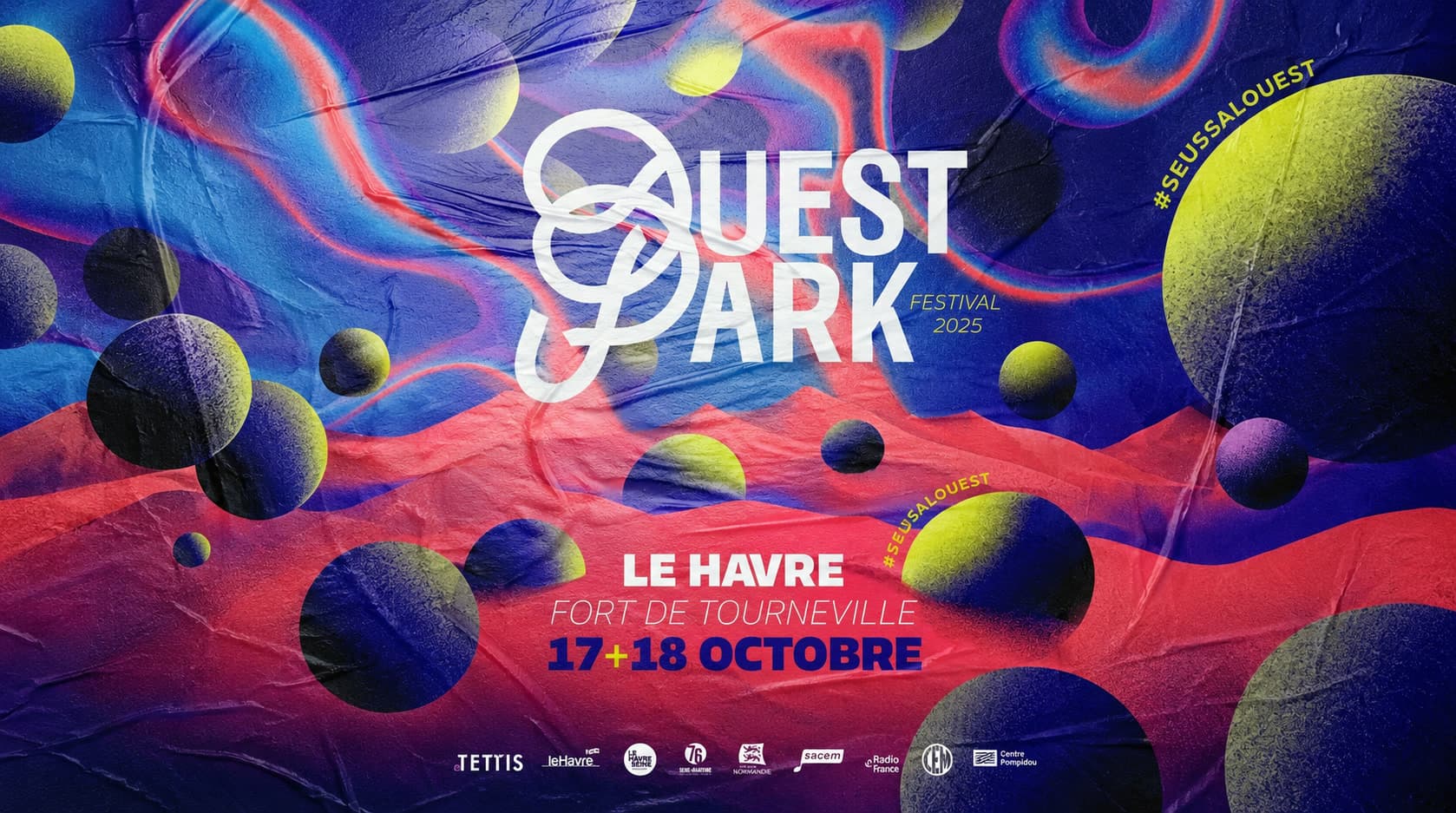 Affiche du festival Ouest Park 2025 — Le Havre, Fort de Tourneville, 17 et 18 octobre